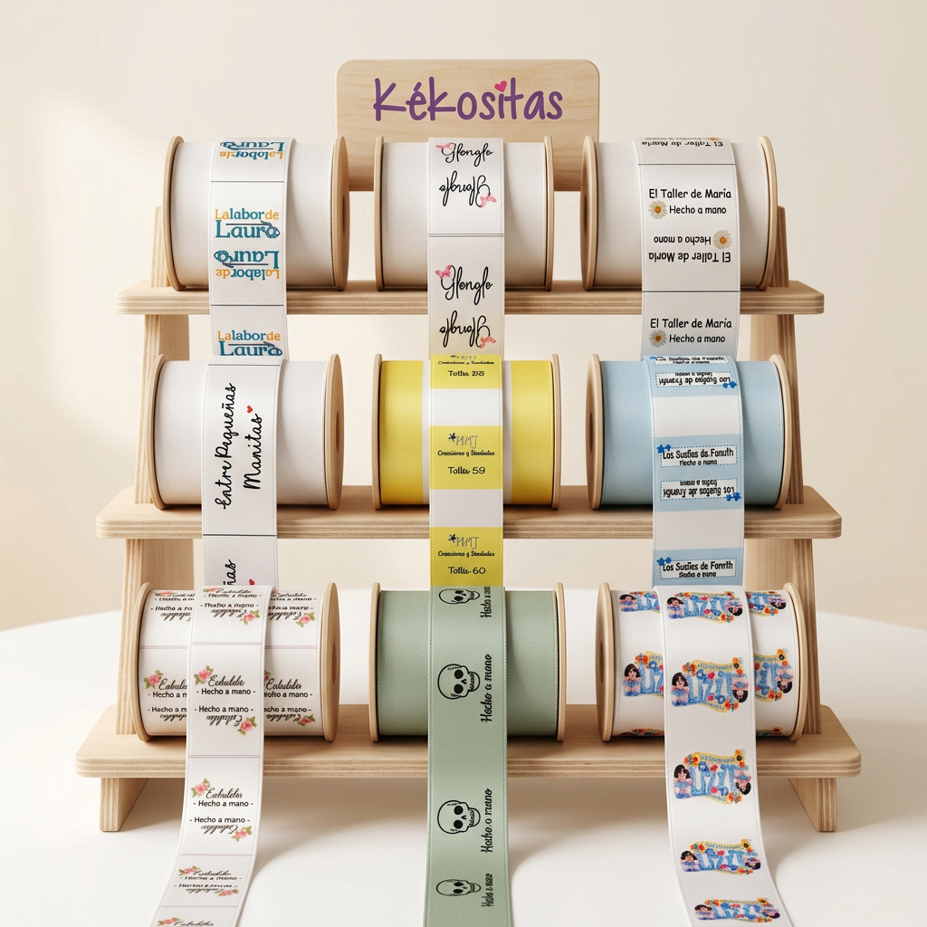 Expositor con las nueve cintas personalizadas de Kekositas